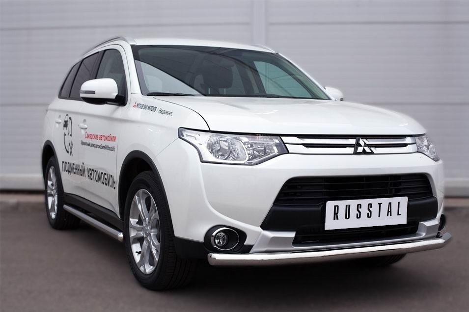 Руссталь MORT-001895 пороги труба d63 (со скругленными торцами) на Mitsubishi Outlander 2014