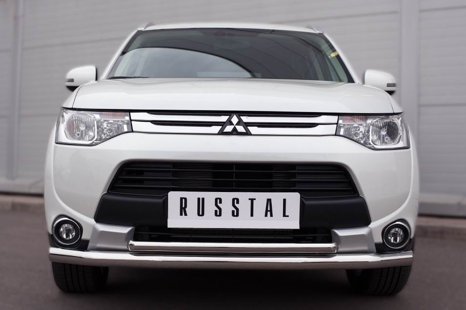 Руссталь MORZ-001891 защита переднего бампера d63 (секции) d42 (дуга) на Mitsubishi Outlander 2014