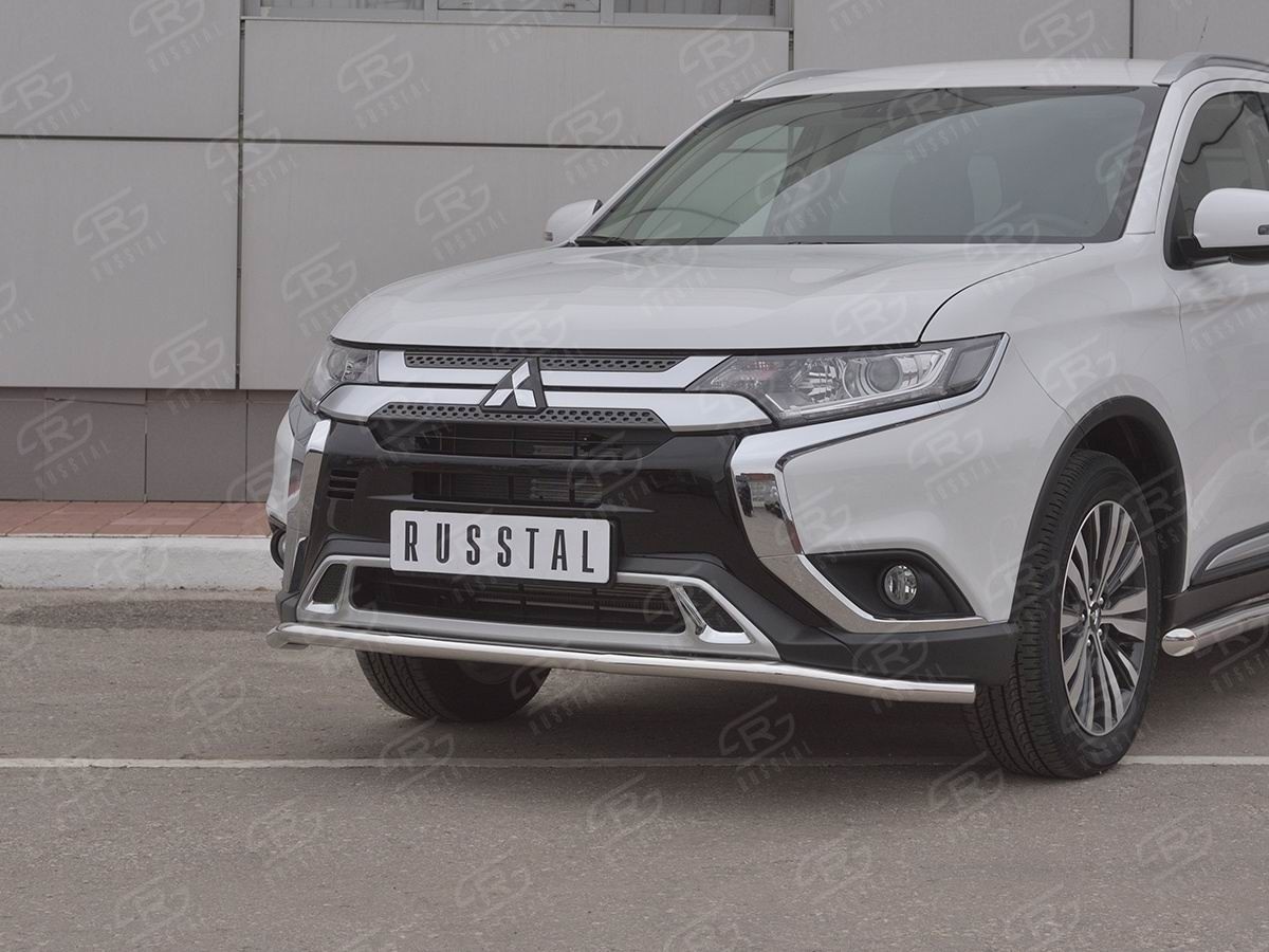 Руссталь MOZ-003200 защита переднего бампера d42 (секции) на Mitsubishi Outlander 2018-