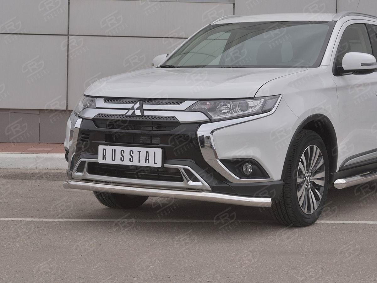 Руссталь MOZ-003201 защита переднего бампера d63 (секции) на Mitsubishi Outlander 2018-