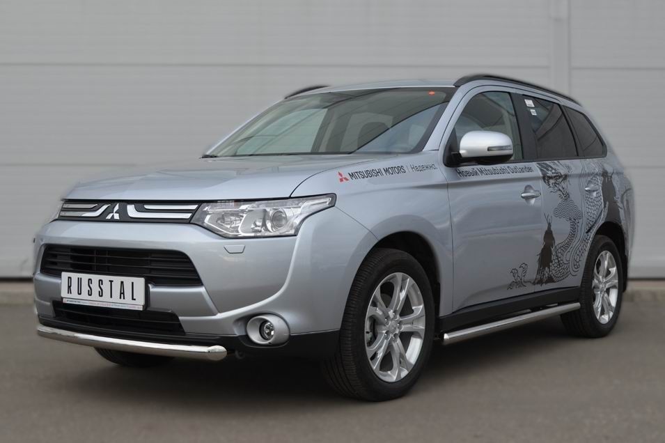 Руссталь MRT-0010533 пороги труба d63 (со скругленными торцами) на Mitsubishi Outlander 2012-