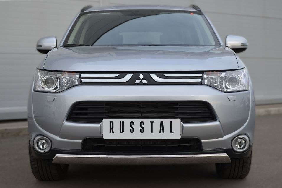 Руссталь MRZ-001051 защита переднего бампера d75х42 овал(дуга) на Mitsubishi Outlander 2012-