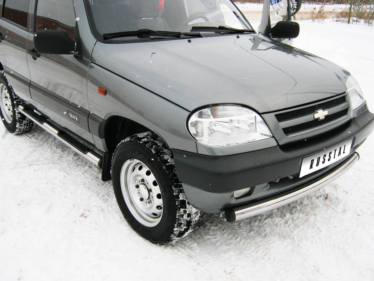 Руссталь NCZ-000187 защита переднего бампера d63 на Chevrolet Niva 2002-2009