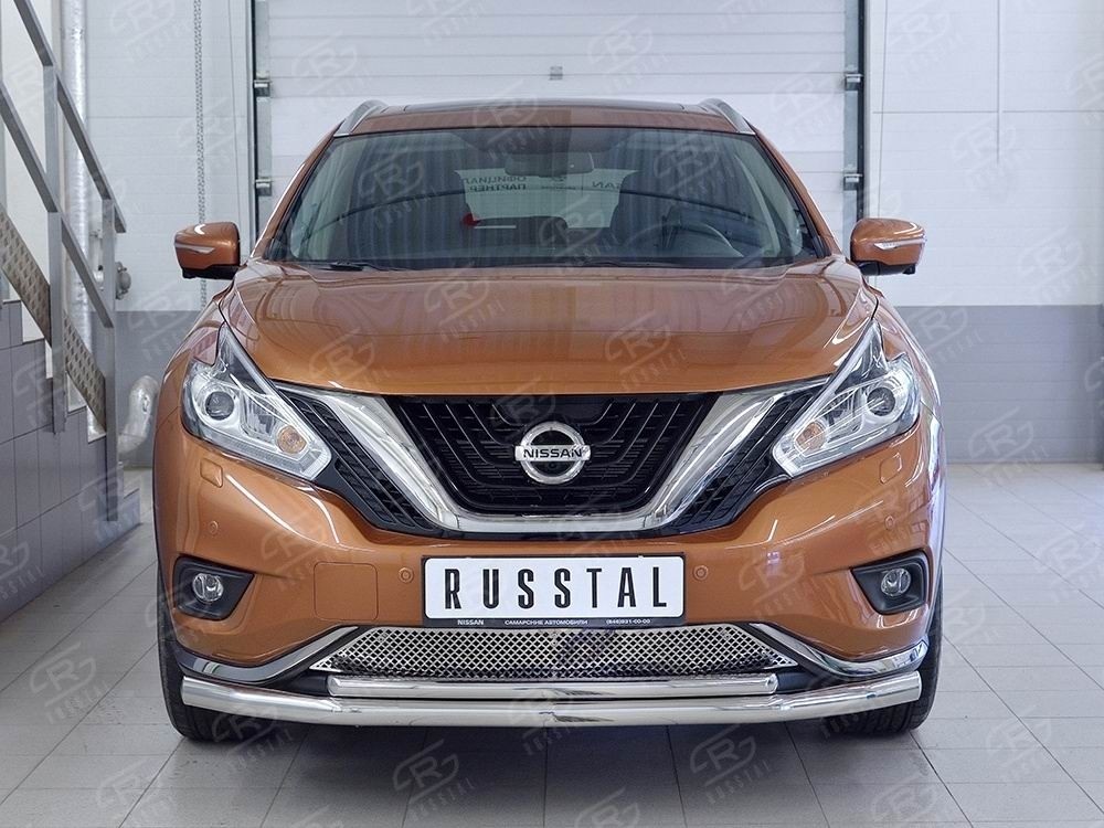 Руссталь NMUZ-002402 защита переднего бампера d63 секция-d42 дуга на Nissan Murano 2016