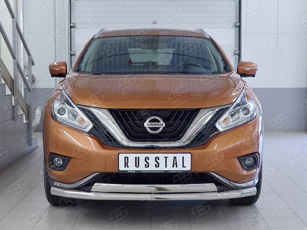 Руссталь NMUZ-002403 защита переднего бампера d63 секция-75х42 дуга на Nissan Murano 2016