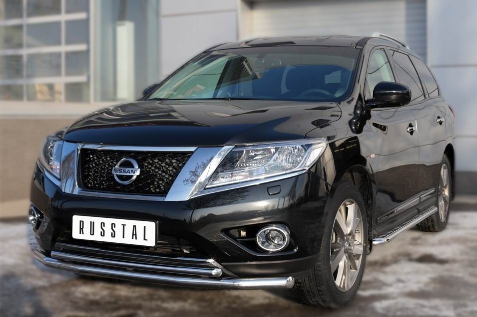 Руссталь NPL-002023 пороги труба d42 с листом на Nissan Pathfinder 2014-