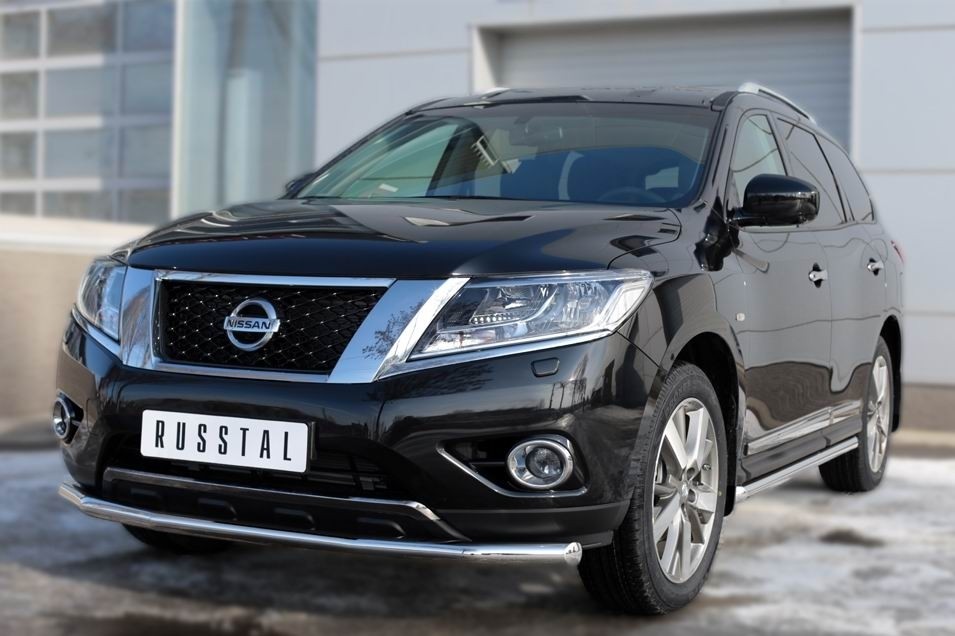 Руссталь NPT-0020201 пороги труба d63 (со скошенными торцами) на Nissan Pathfinder 2014-