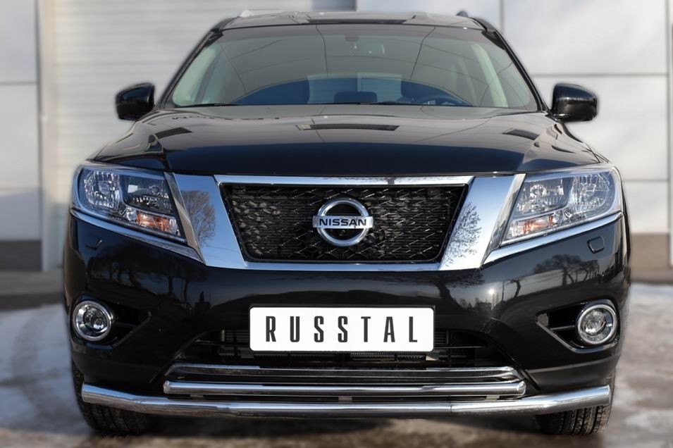 Руссталь NPZ-002016 защита переднего бампера d63 (секции) d42 (дуга) на Nissan Pathfinder 2014-