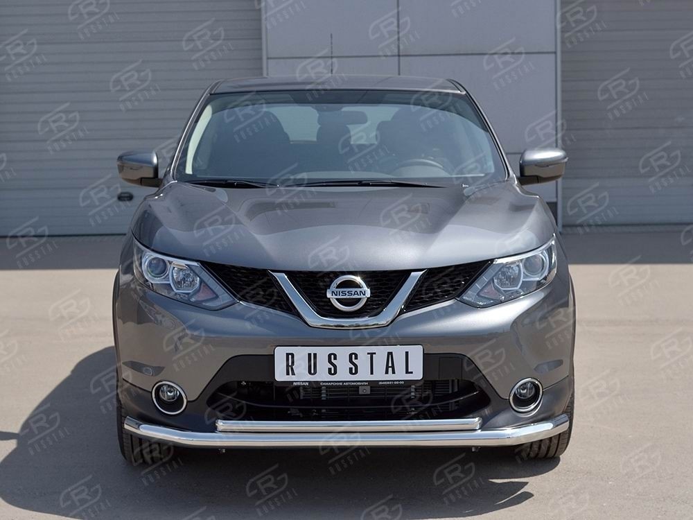 Руссталь NQAZ-002308 защита переднего бампера d63 секция-d42 дуга на Nissan Qashqai 2015 SPB