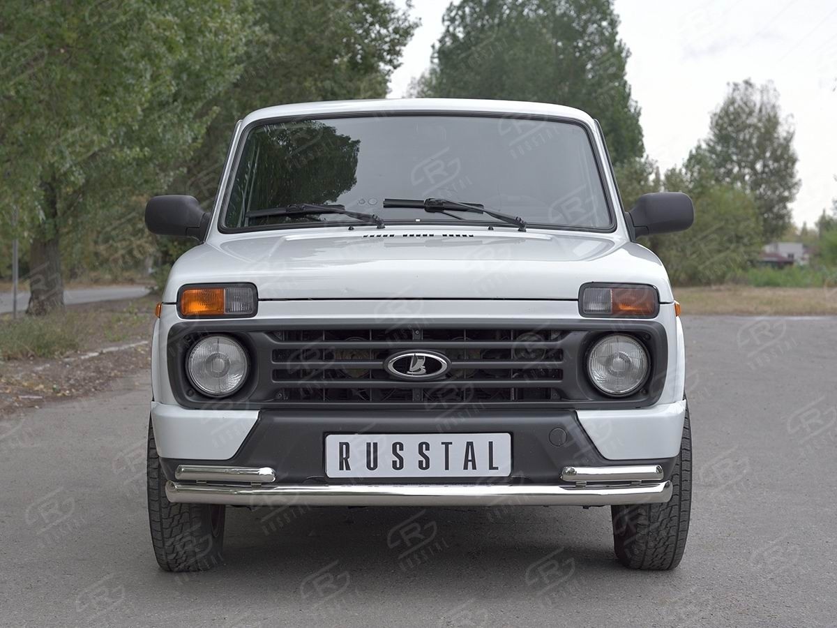 Руссталь NUZ-002810 защита переднего бампера d63 секции-d42 уголки на Lada 4x4 Urban 2014-