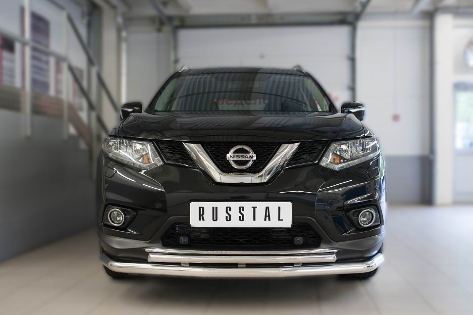 Руссталь NXZ-002081 защита переднего бампера d63 (секции) d42 (дуга) на Nissan X-Trail 2015