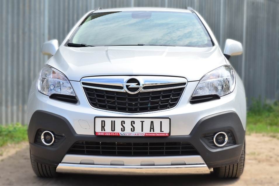 Руссталь OMZ-001353 защита переднего бампера 75х42 (дуга) на Opel Mokka 2013