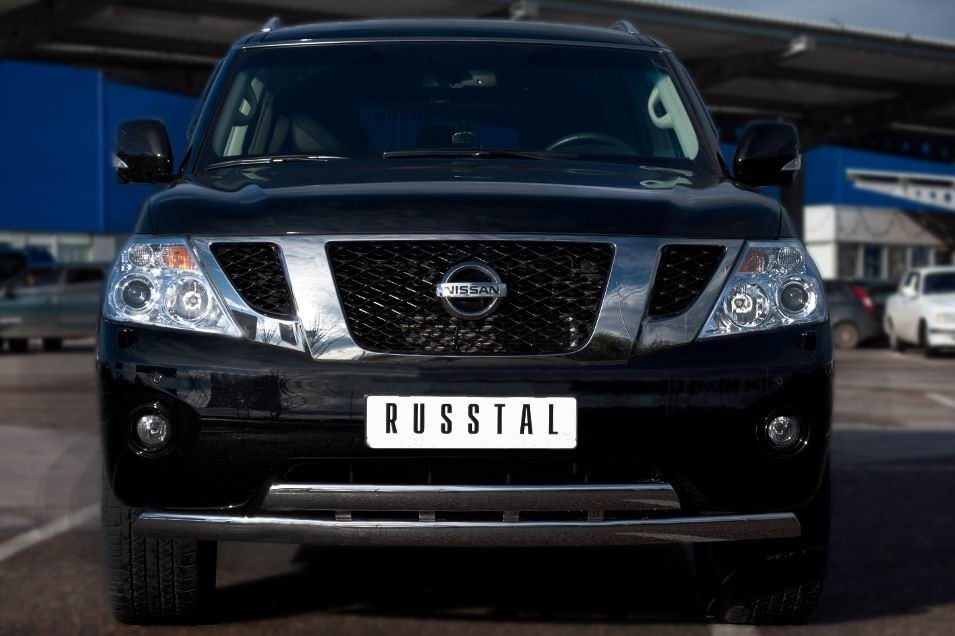 Руссталь PAZ-000894 защита переднего бампера d75/42х75/42 овалы на Nissan Patrol 2010-2013