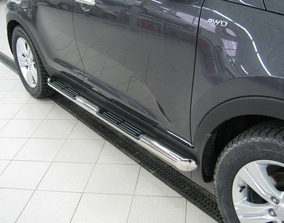 Руссталь R4T-0000511 пороги труба d76 с накладками (вариант 1) на Toyota RAV 4 2006-2009