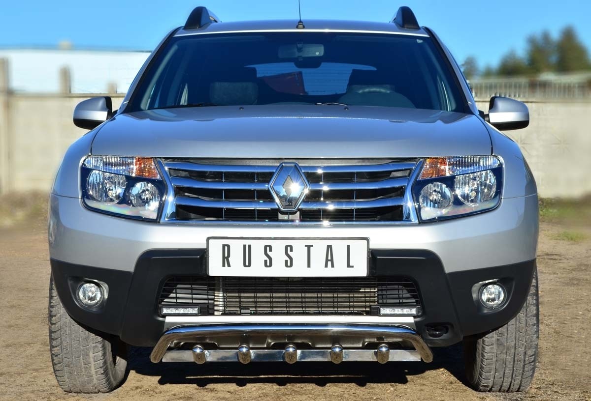 Руссталь RD4Z-001541 защита переднего бампера d42 волна+зубы на Renault Duster 4x4 2011-2014