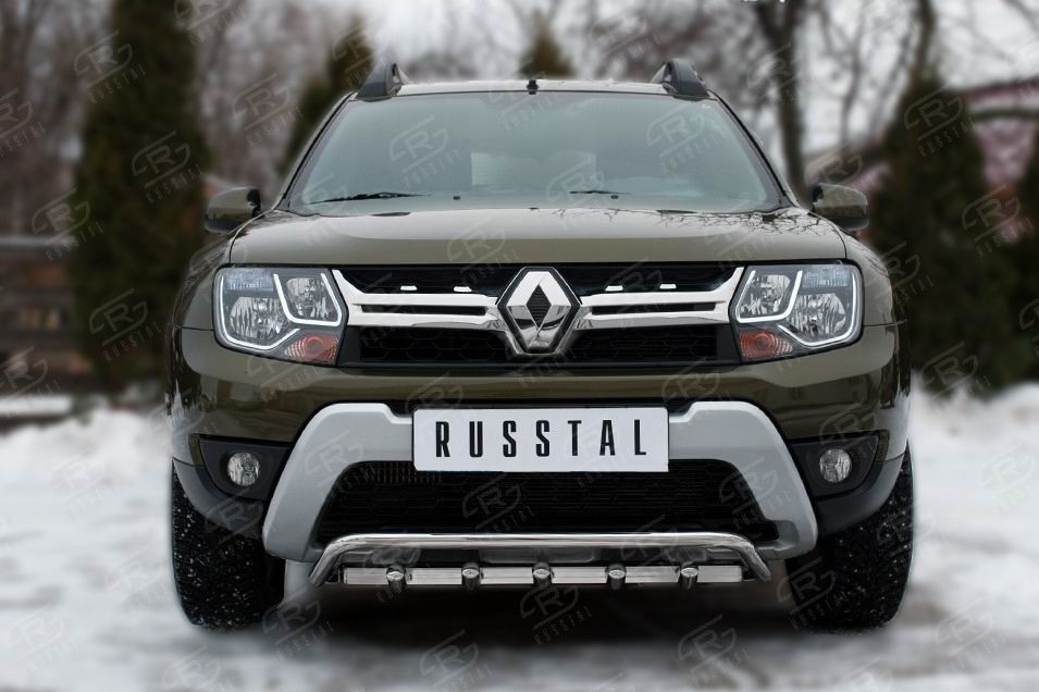 Руссталь RDZ-002177 защита переднего бампера d42 (волна)+d42 (зубы) на Renault Duster 2015-