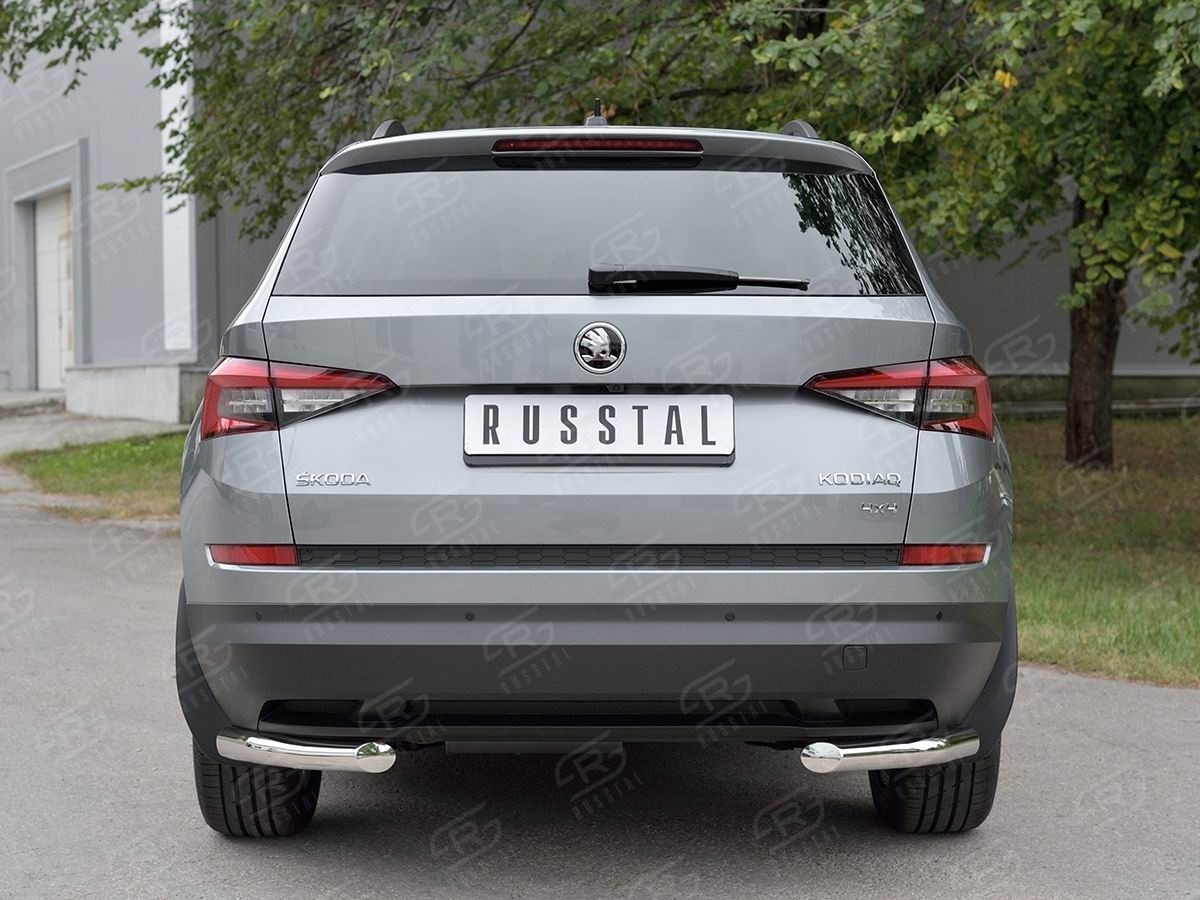 Руссталь SKKZ-002782 защита заднего бампера уголки d63 секции на Skoda Kodiaq 2017-