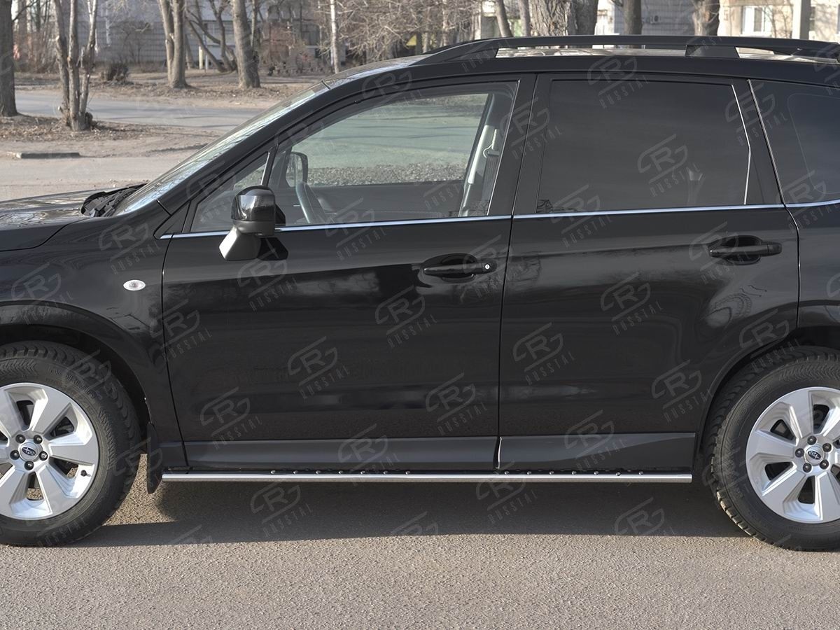 Руссталь SUFO-003346 пороги труба 75х42 овал с проступью на Subaru Forester (SJ) 2016-2018