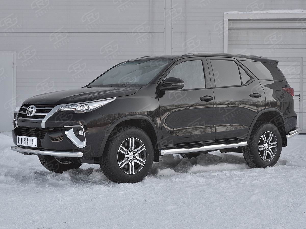 Руссталь TFZ-002880 защита переднего бампера d63 секции на Toyota Fortuner 2017-