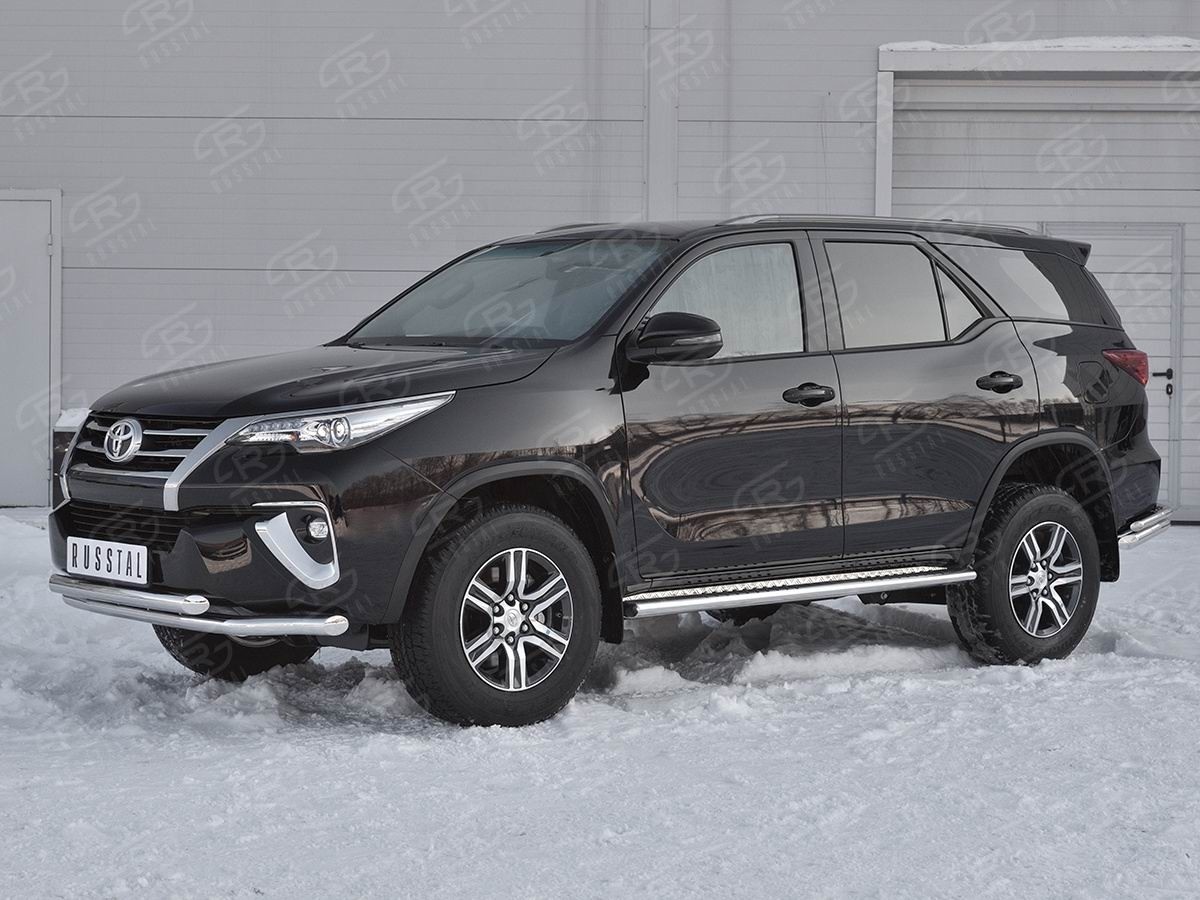 Руссталь TFZ-002881 защита переднего бампера d63 секции-d63 дуга на Toyota Fortuner 2017-