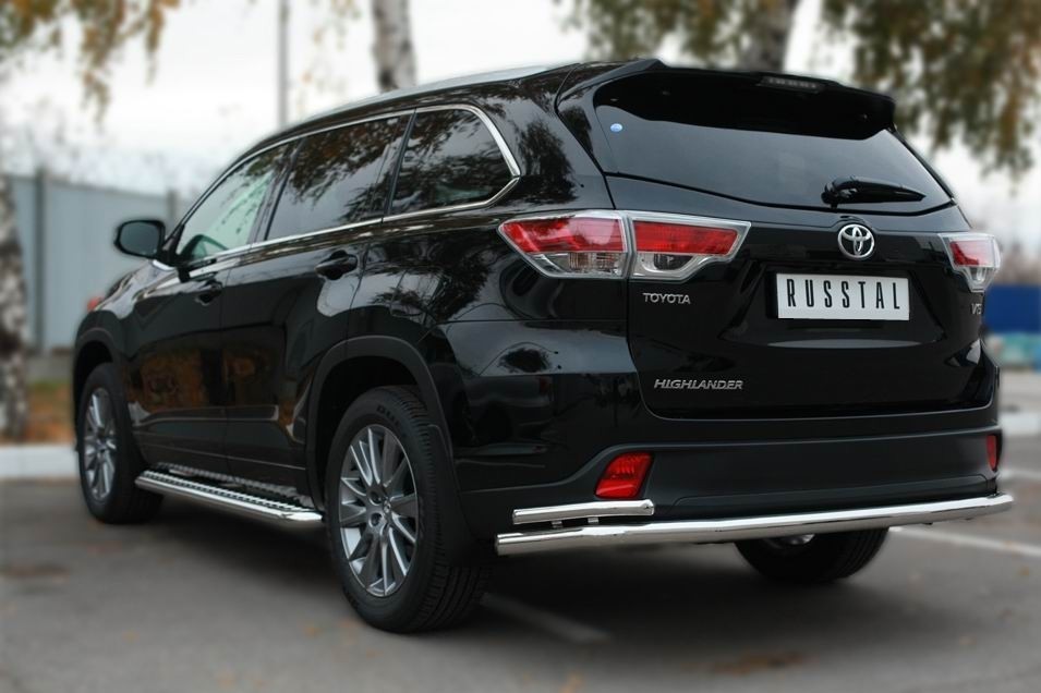 Руссталь THRZ-001926 защита заднего бампера d63 (секции) d42 (уголки) на Toyota Highlander 2014