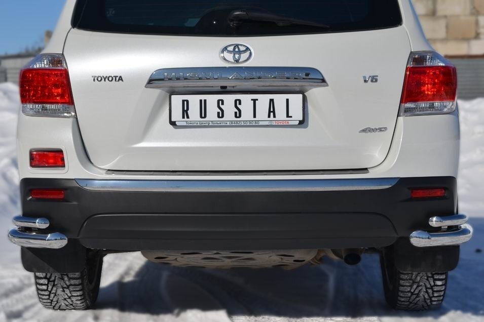 Руссталь THZ-001258 защита заднего бампера уголки d63/42 на Toyota Highlander 2010-2013