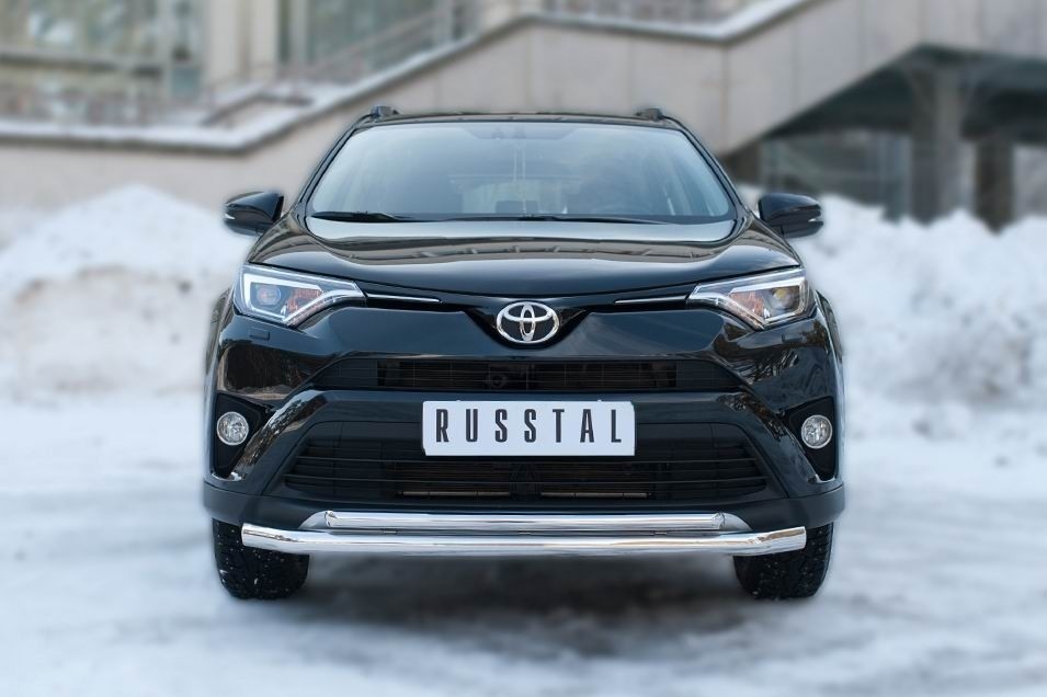 Руссталь TR4Z-002193 защита переднего бампера d63 (секции) d42 (дуга) на Toyota RAV4 2015