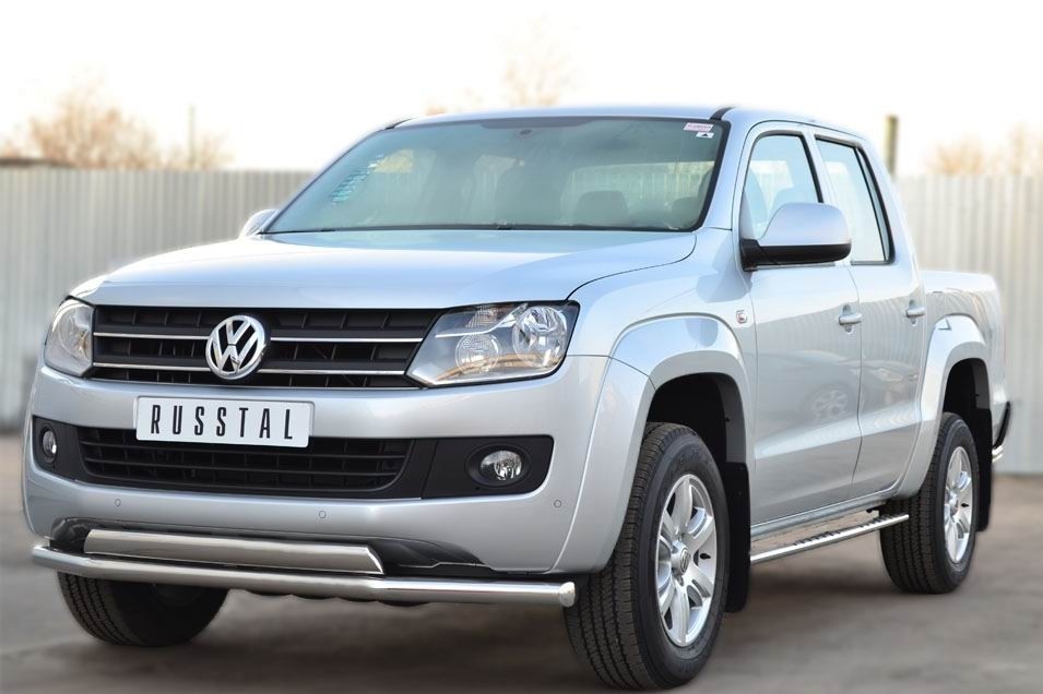 Руссталь VAKO-001564 пороги труба 75х42 овал с проступью на Volkswagen Amarok 2013-