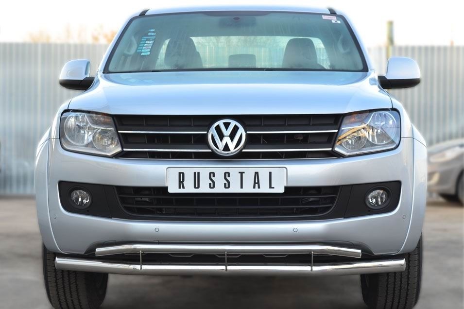 Руссталь VAKZ-001560 защита переднего бампера d63 (секции) d42 (секции) на Volkswagen Amarok 2013-