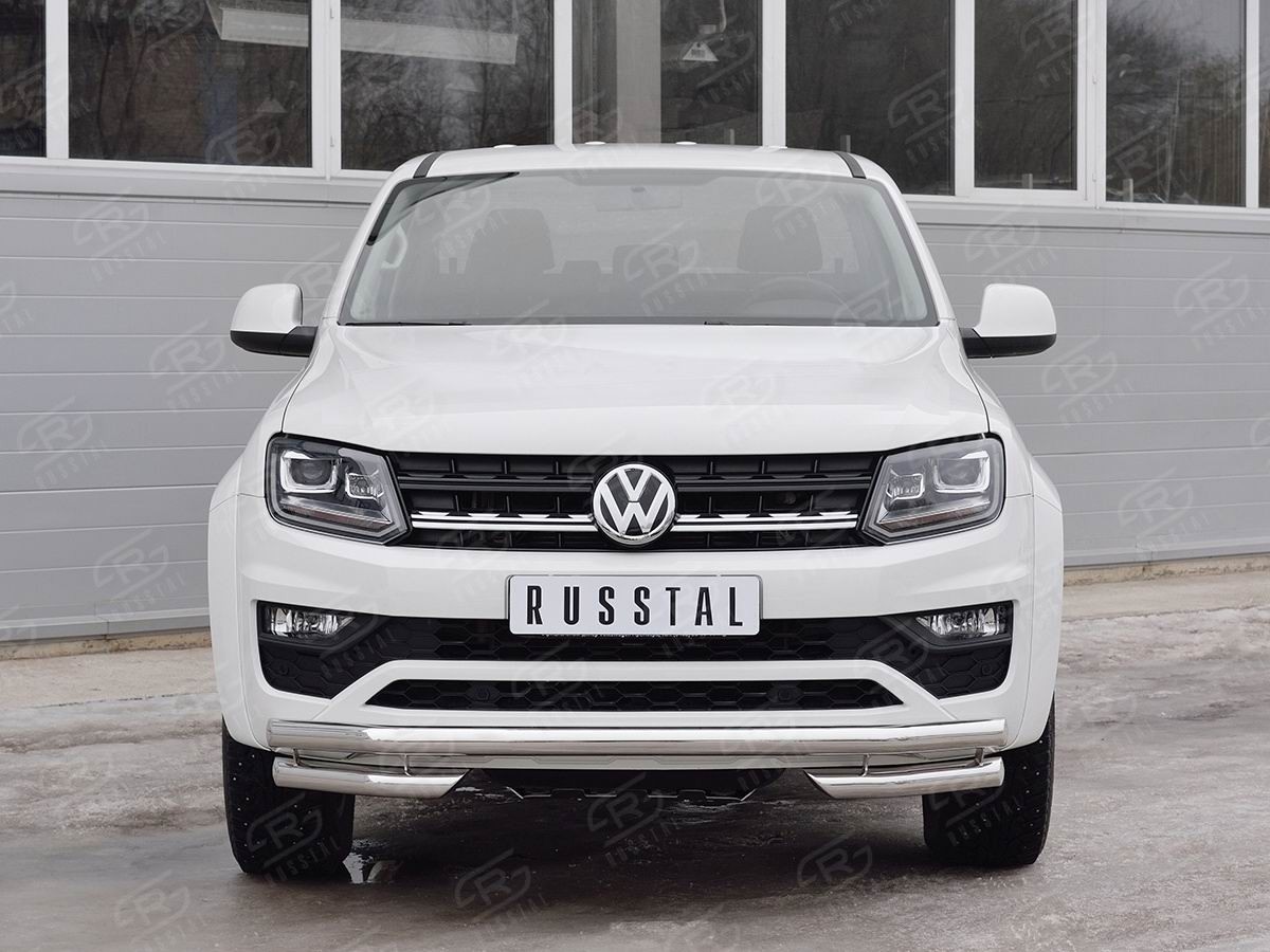 Руссталь VAMZ-002535 защита переднего бампера d63 секция-d63 уголки на Volkswagen Amarok 2016-