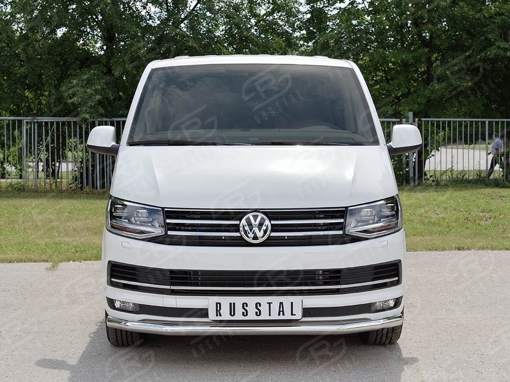 Руссталь VCTZ-002311 защита переднего бампера d63 секция на Volkswagen Multivan Caravella Transporter Т6 2016 (короткая база)