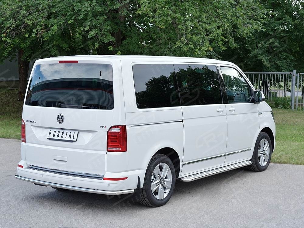 Руссталь VCTZ-002319 защита заднего бампера d42 секция на Volkswagen Multivan Caravella Transporter Т6 2016 (короткая база)