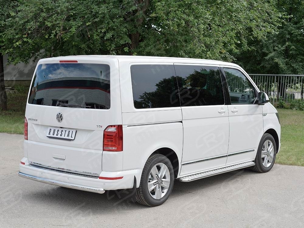 Руссталь VCTZ-002320 защита заднего бампера d63 дуга на Volkswagen Multivan Caravella Transporter Т6 2016 (короткая база)