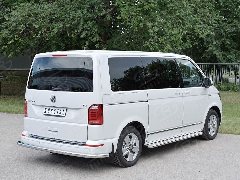 Руссталь VCTZ-002321 защита заднего бампера d63 секция на Volkswagen Multivan Caravella Transporter Т6 2016 (короткая база)