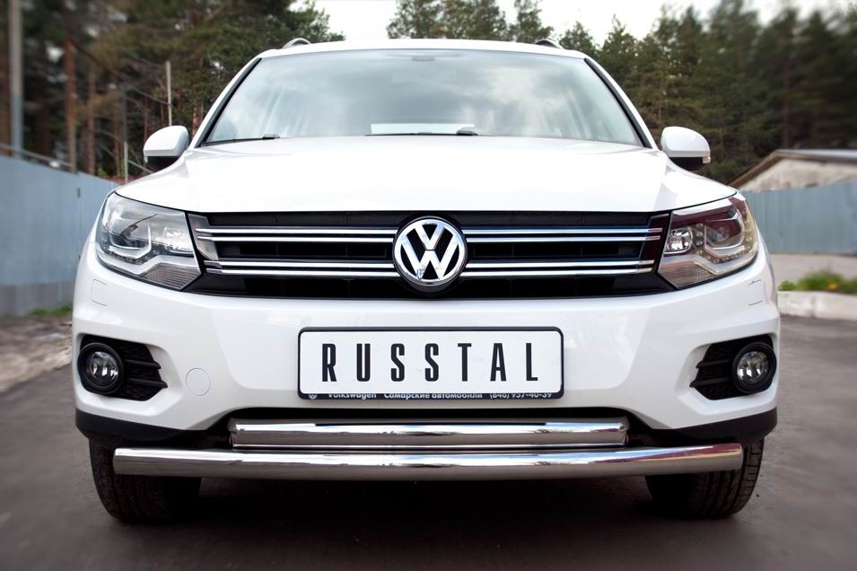 Руссталь VGZ-000490 защита переднего бампера d63/63 на Volkswagen Tiguan Track & Field (Track & Style) 2011-