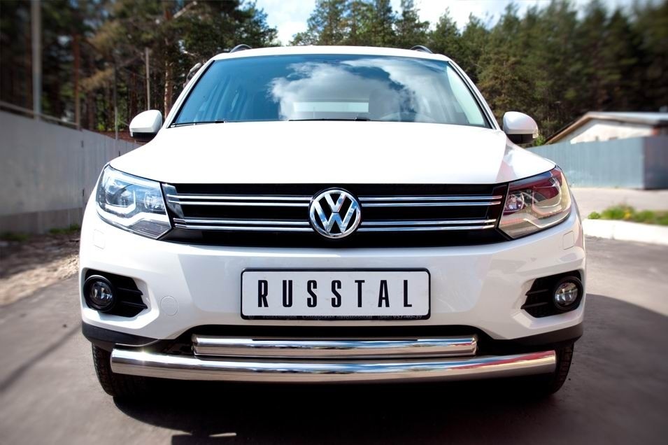 Руссталь VGZ-000491 защита переднего бампера d76/63 дуга на Volkswagen Tiguan Track & Field (Track & Style) 2011-