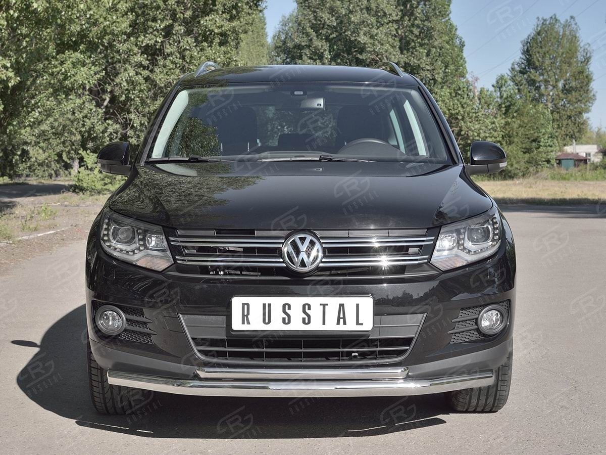 Руссталь VGZ-000982 защита переднего бампера d63/63 на Volkswagen Tiguan Sport & Style (Trend & Fun) 2011-