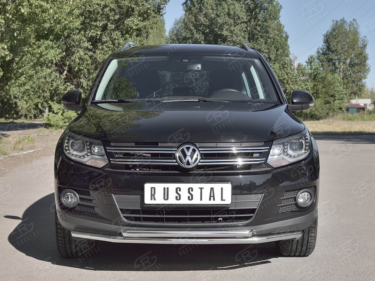 Руссталь VGZ-000983 защита переднего бампера d76/63 (дуга) на Volkswagen Tiguan Sport & Style (Trend & Fun) 2011-