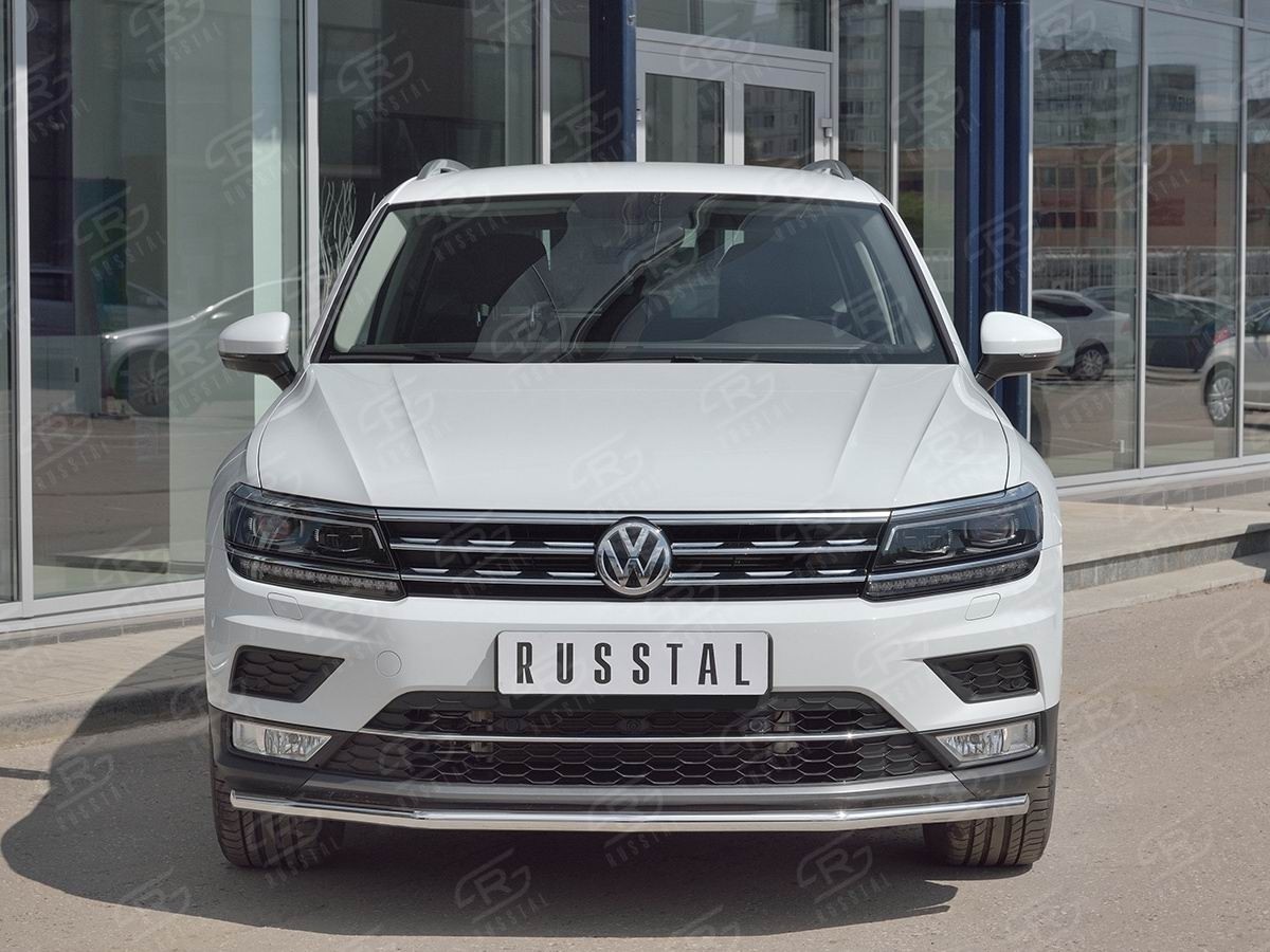 Руссталь VGZ-002711 защита переднего бампера d42 секции на Volkswagen Tiguan 2017- (кроме Off Road)