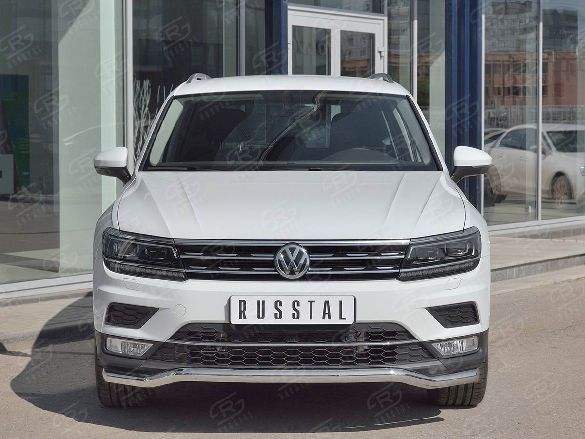 Руссталь VGZ-002713 защита переднего бампера d63 волна на Volkswagen Tiguan 2017- (кроме Off Road)