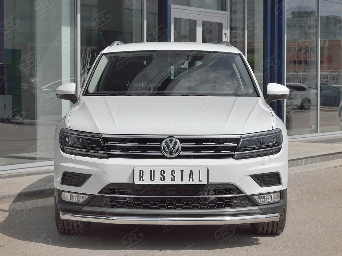 Руссталь VGZ-002714 защита переднего бампера d63 секции на Volkswagen Tiguan 2017- (кроме Off Road)