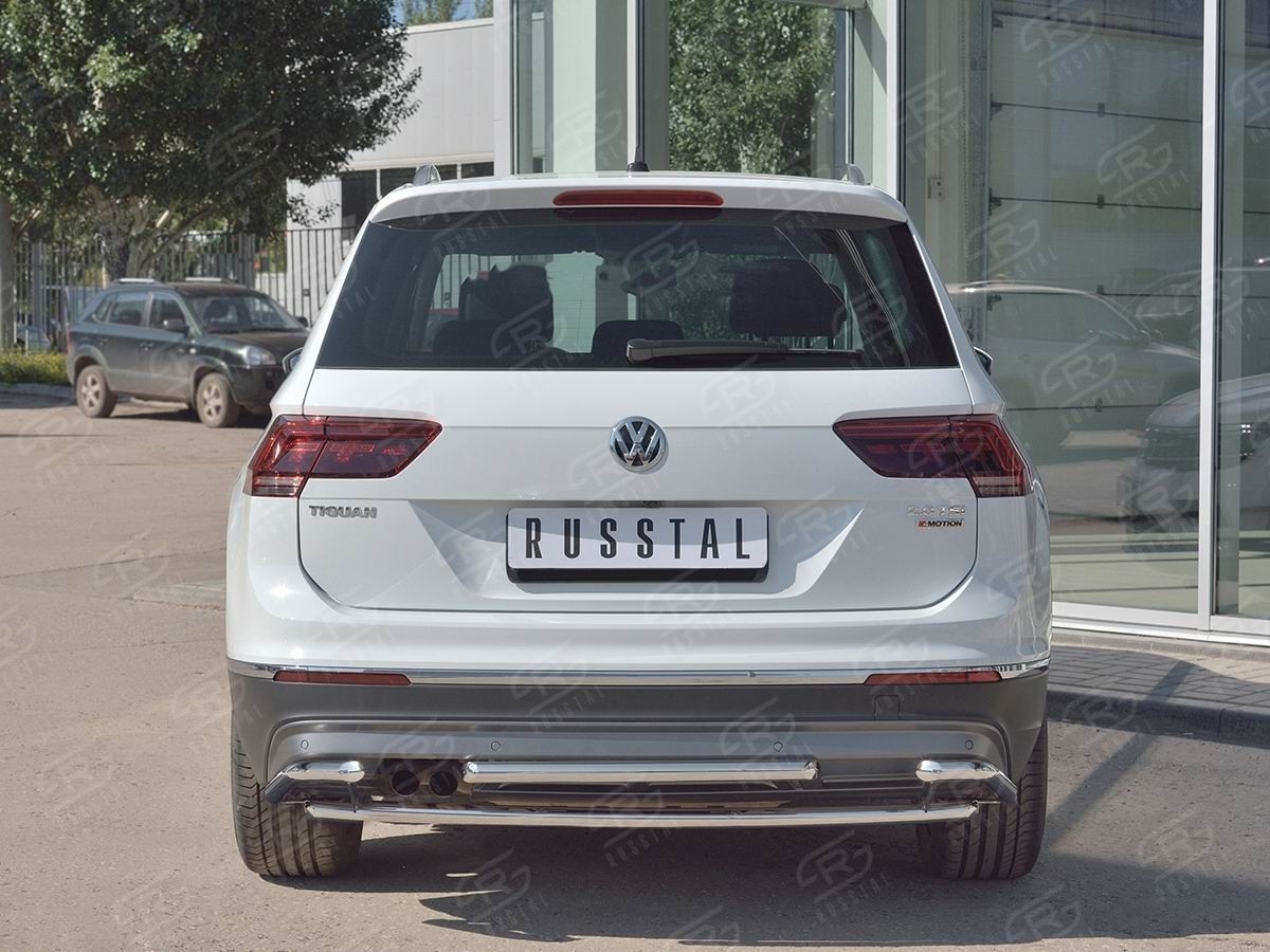 Руссталь VGZ-002722 защита заднего бампера d42/d42/d42 уголки на Volkswagen Tiguan 2017- (кроме Off Road)