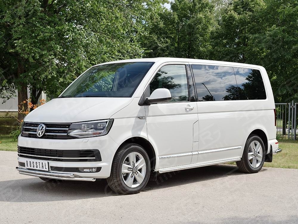 Руссталь VTCZ-002330 защита переднего бампера d42 секция-d42секция на Volkswagen Caravella Transporter T6 2016 (длинная База)