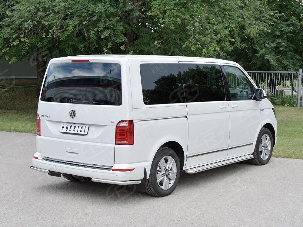 Руссталь VTCZ-002340 защита заднего бампера уголки d42 секция на Volkswagen Caravella Transporter T6 2016 (длинная База)