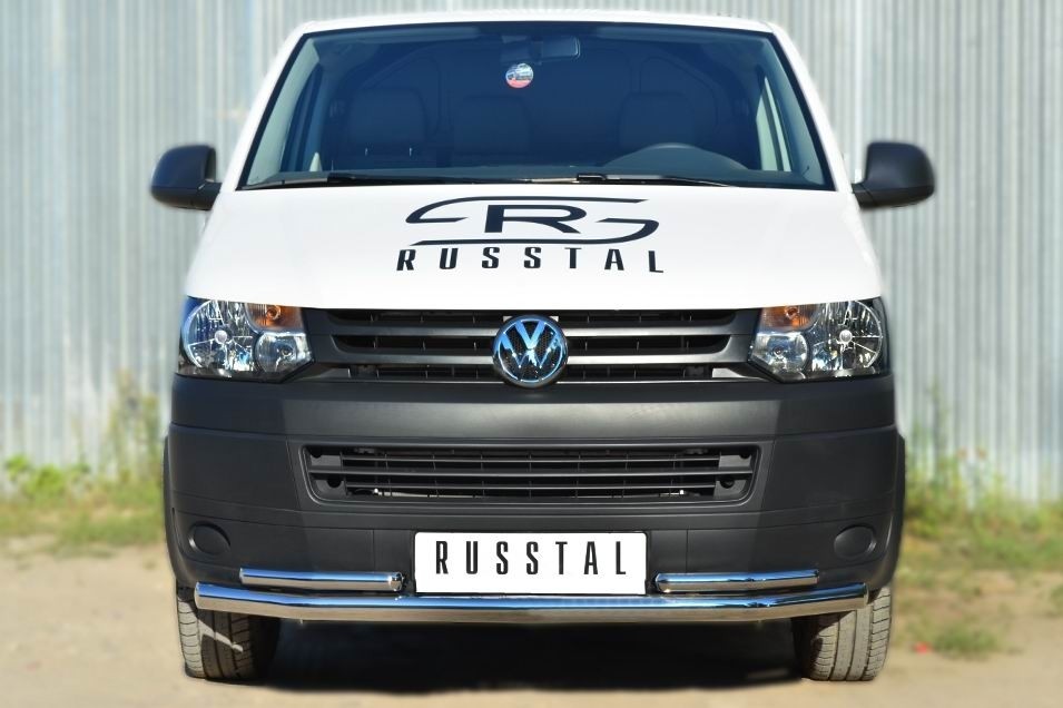 Руссталь VTKZ-001396 защита переднего бампера d63 (секции) d42 (уголки) на Volkswagen Multivan 2010-