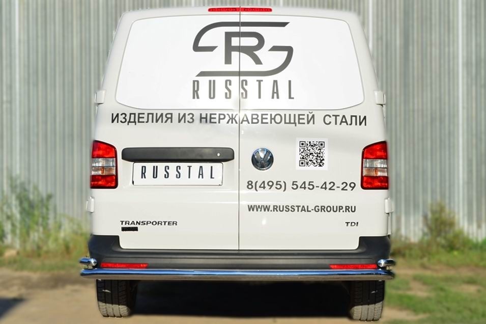 Руссталь VTKZ-001402 защита заднего бампера d63 (секции) d42 (уголки) на Volkswagen Multivan 2010-