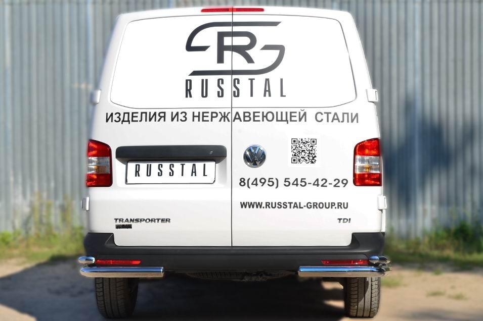 Руссталь VTKZ-001403 защита заднего бампера уголки d63 (секц) d42 (секц) на Volkswagen Transporter kasten 2003-2009