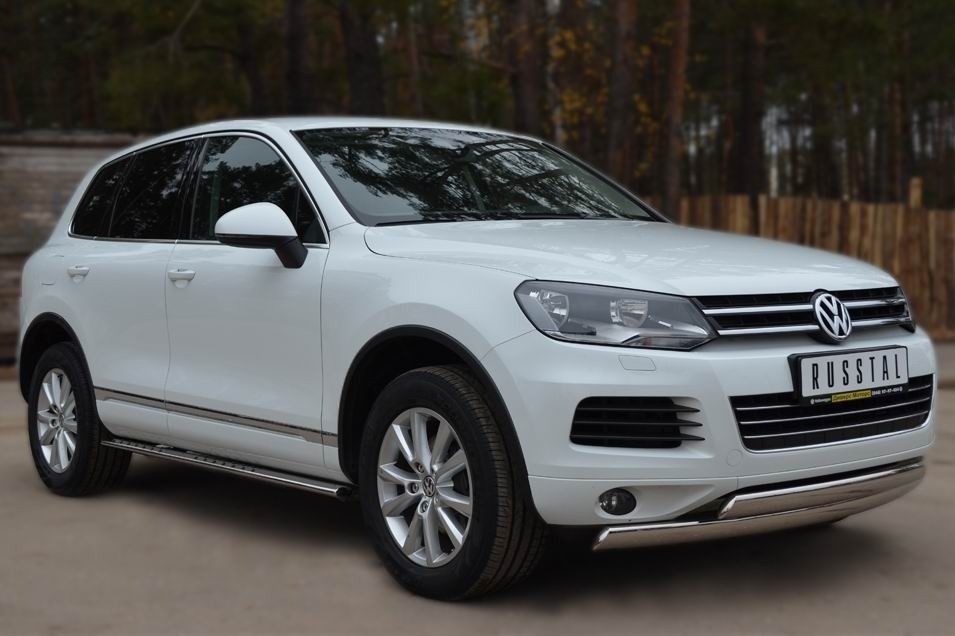 Руссталь VTT-001071 пороги труба 75х42 с проступью на Volkswagen Touareg 2010-2013