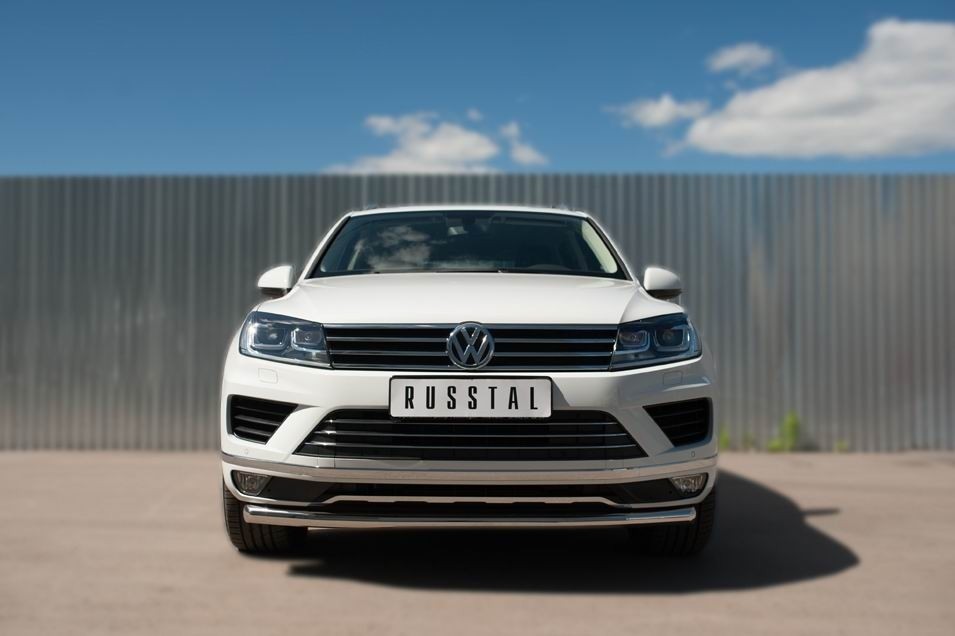 Руссталь VWTZ-002125 защита переднего бампера d63 (секции) на Volkswagen Touareg 2014-