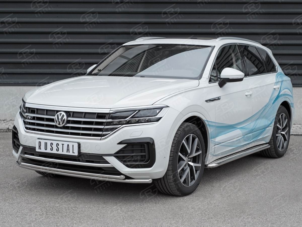 Руссталь VWTZ-003057 защита переднего бампера d42 секции-d42 дуга на Volkswagen Touareg 2018-